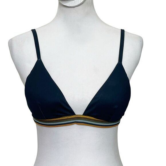 Faherty Sia Bikini Top In Navy Blue Swim Wear Triangle Women’s Size S - Picture 2 of 10